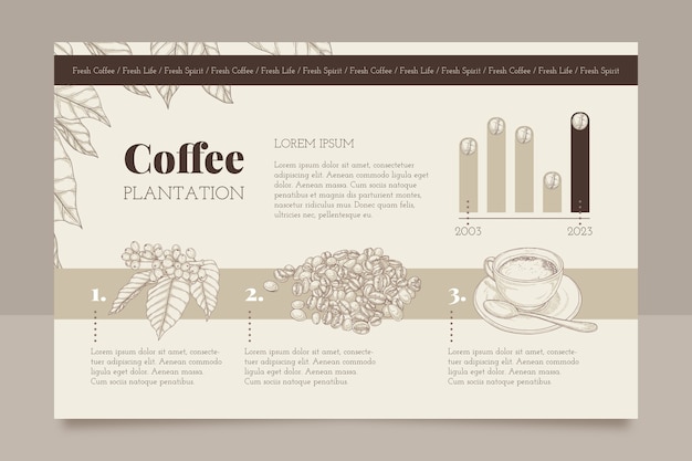 Vector gratuito infografía de plantación de café dibujada a mano