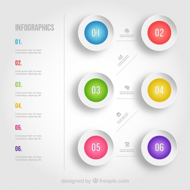 Infografía plantilla con círculos de colores