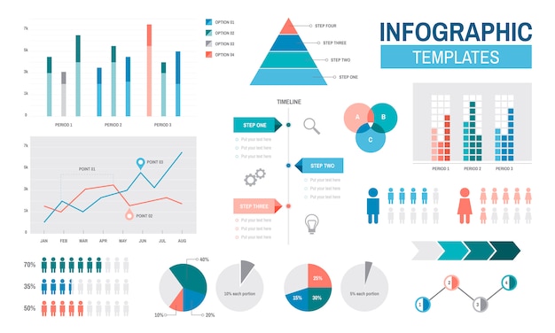 Infografía plantillas de análisis de progreso gráfico de tablas