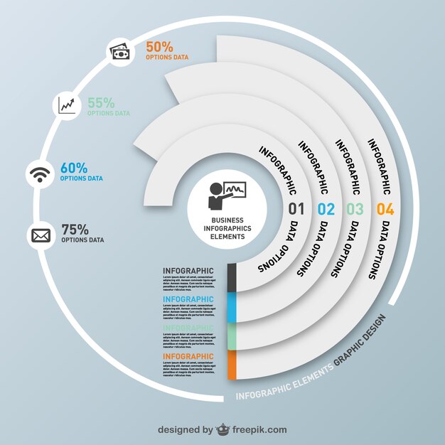 Infografía redonda por pasos