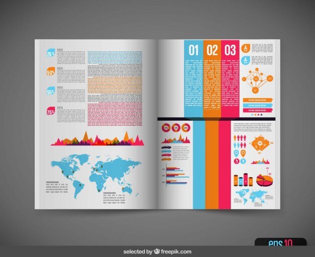 Vector gratuito infografía en la revista