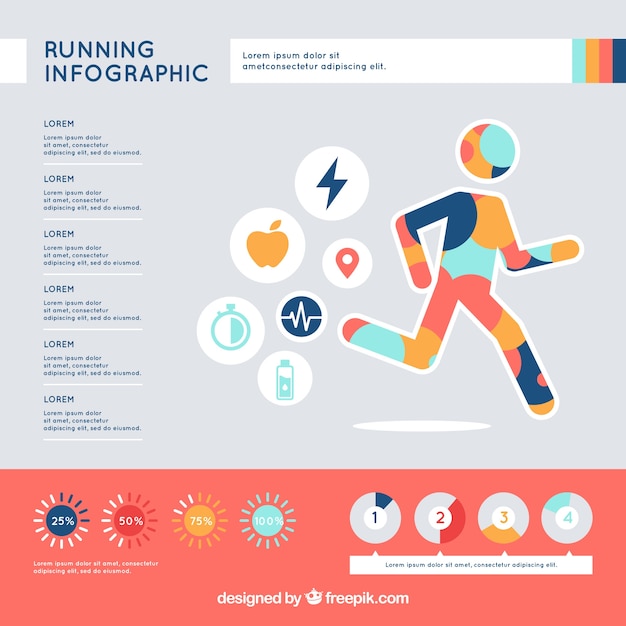 Vector gratuito infografía de running con diseño multicolor