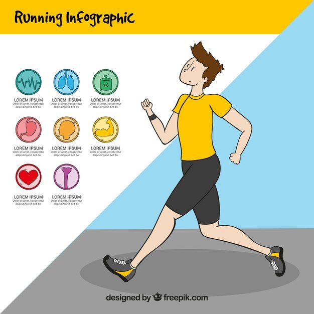Infografía de salud y chico corriendo
