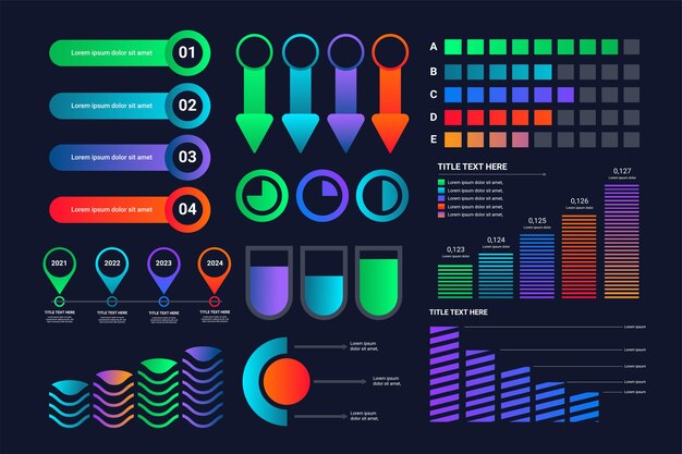 Infografía Sci Fi aislada sobre fondo transparente futurista. Pantalla de interfaz gráfica virtual de ciencia de concepto futuro abstracto con ilustración digital de infografía coloreada.