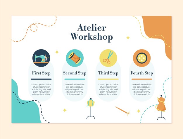 Infografía de servicio de taller de diseño plano