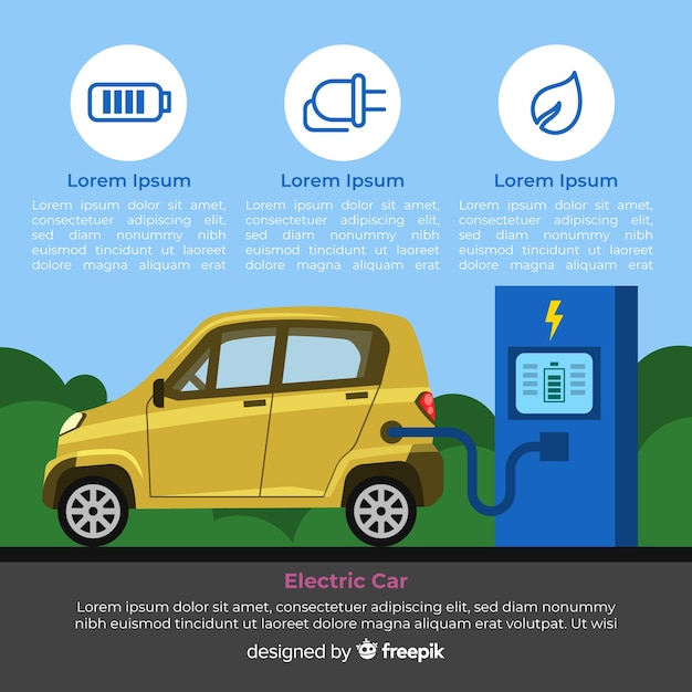 Vector gratuito infografía sobre coche eléctrico