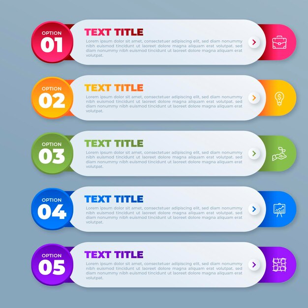 Infografía de tabla de contenido degradada