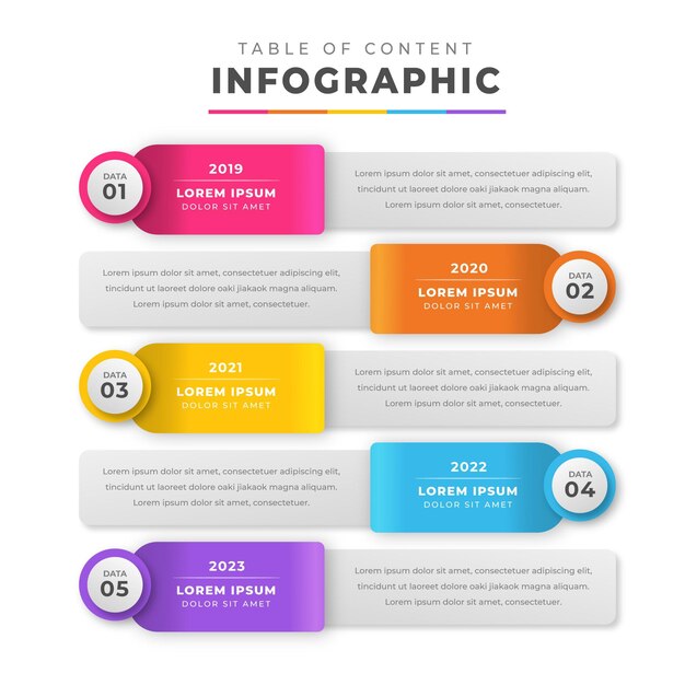 Infografía de tabla de contenido degradada
