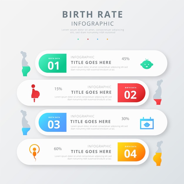 Infografía de tasa de natalidad con información
