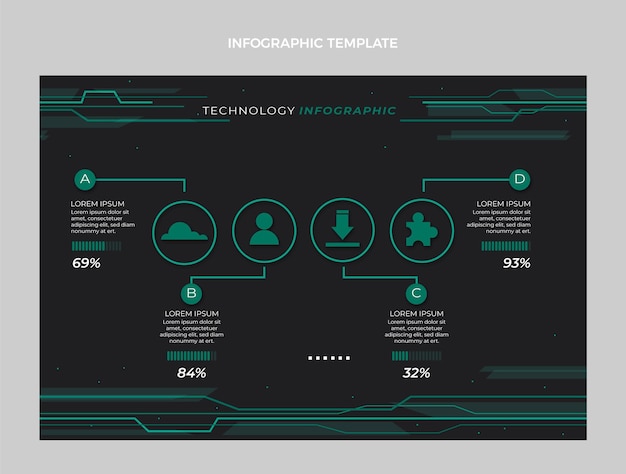 Infografía de tecnología mínima de diseño plano.