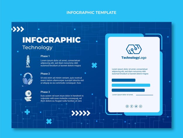 Infografía de tecnología mínima plana.