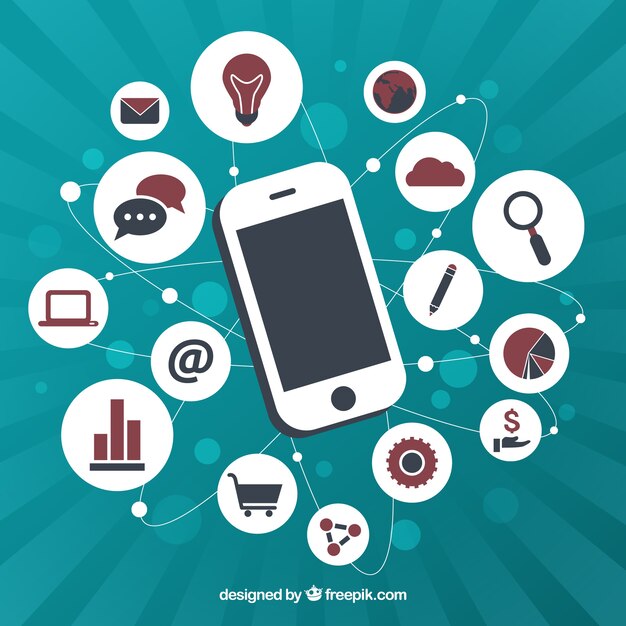 Infografía Teléfono móvil con iconos
