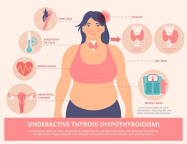 Infografía de tiroides de diseño plano dibujado a mano