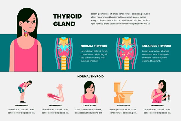 Infografía de tiroides de diseño plano dibujado a mano