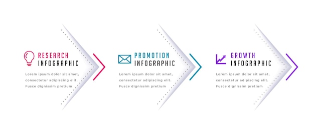 Vector gratuito infografía en tres pasos: línea de tiempo para el marketing corporativo