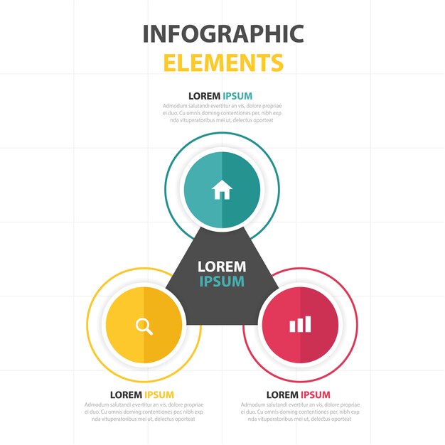 Infografía triangular con círculos