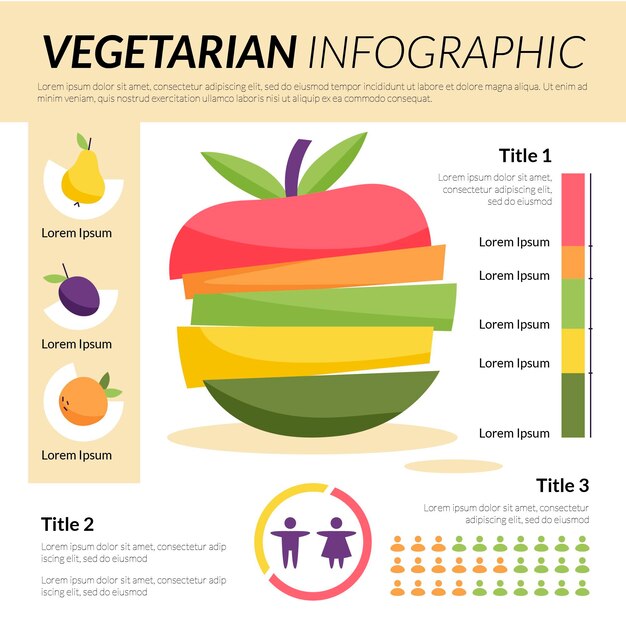Infografía vegetariana plana dibujada a mano