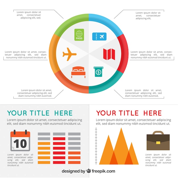 Infografía de viaje con elementos de colores