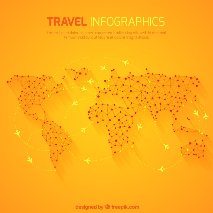 Vector gratuito infografía de viaje con mapa del mundo