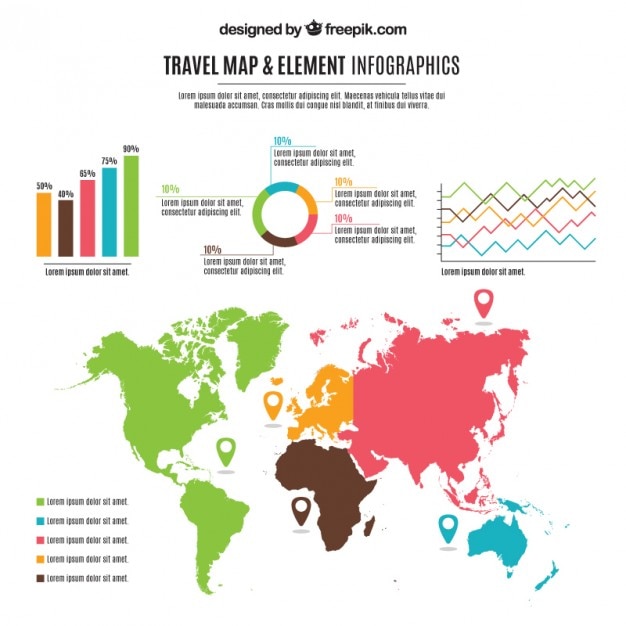 Vector gratuito infografía de viaje de mapas de colores