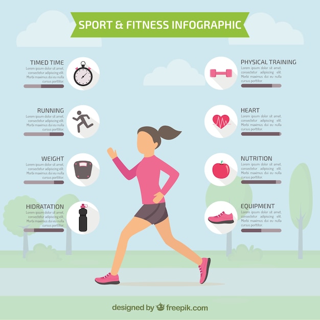 Vector gratuito infografía de vida deportiva