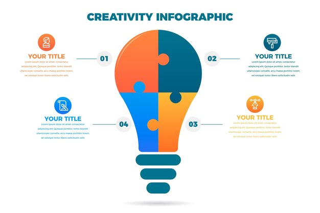 Infografías de creatividad en diseño plano.