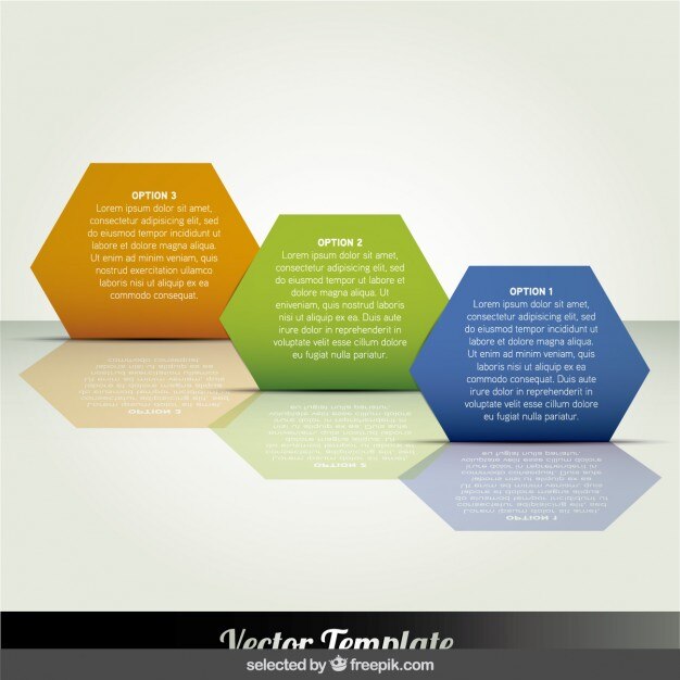 Infografías pasos hexagonales en posición diagonal