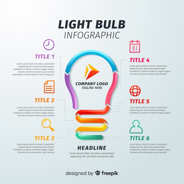 Vector gratuito infográfica de bombilla de luz