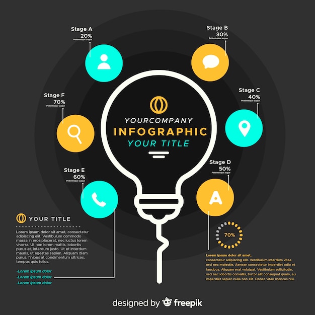 Vector gratuito infográfica de bombilla de luz