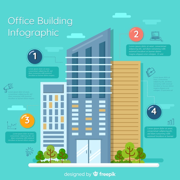 Vector gratuito infográfico de edificio de oficina