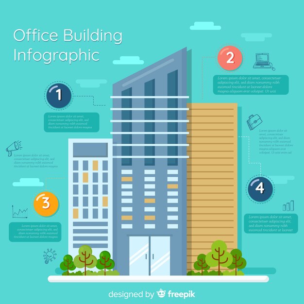 Infográfico de edificio de oficina
