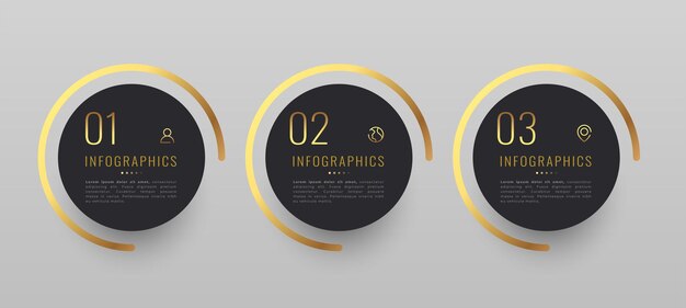 infográfico paso a paso con toque dorado para la presentación