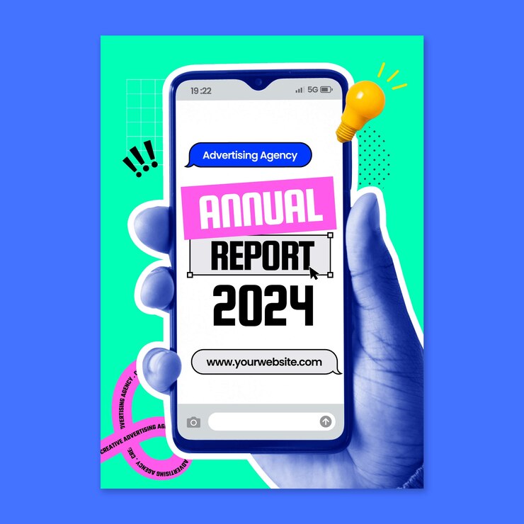 Vector gratuito informe anual de la agencia de publicidad de diseño plano