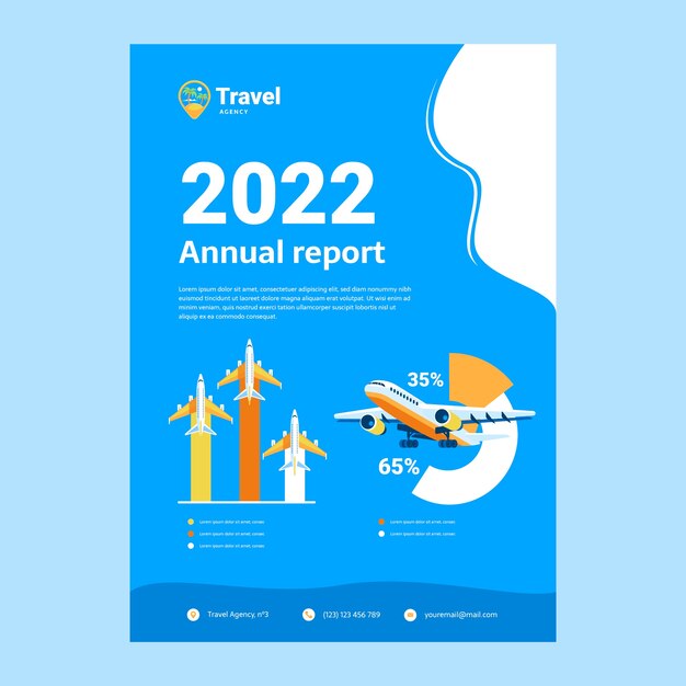 Informe anual de agencia de viajes de diseño plano