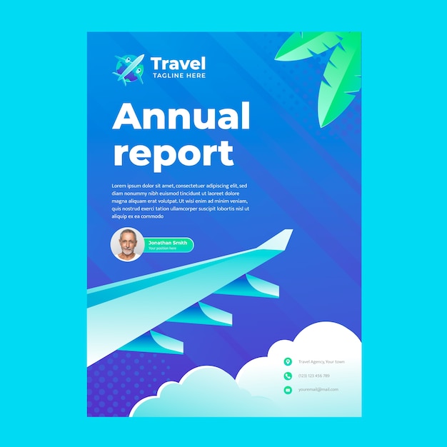 Vector gratuito informe anual de la agencia de viajes gradiente