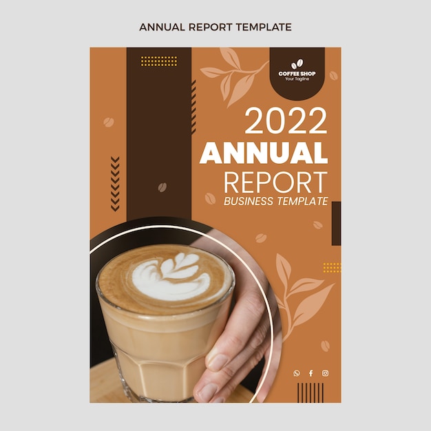 Informe anual de cafetería mínima de diseño plano