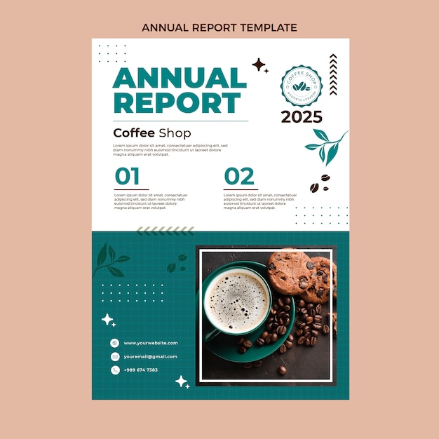 Informe anual de cafetería mínima de diseño plano