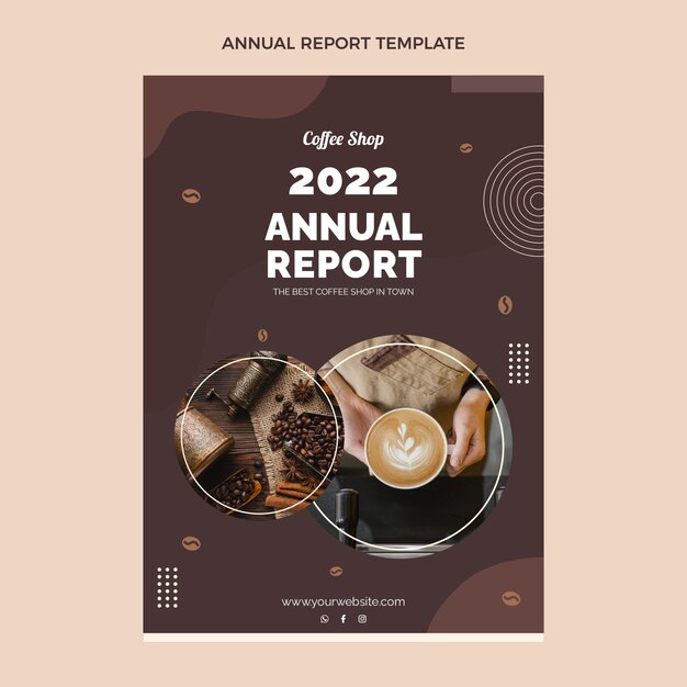 Informe anual de cafetería minimalista de diseño plano