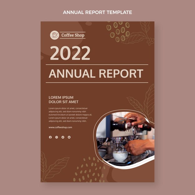 Informe anual de cafetería de textura dibujada a mano