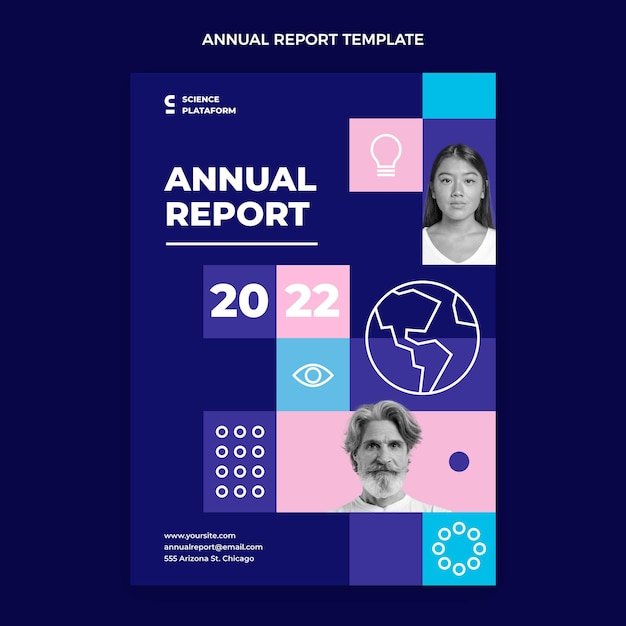 Vector gratuito informe anual de ciencia plana