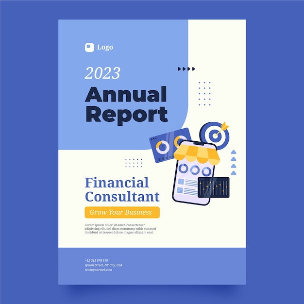 Informe anual del concepto de finanzas de diseño plano