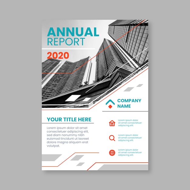 Vector gratuito informe anual con concepto fotográfico