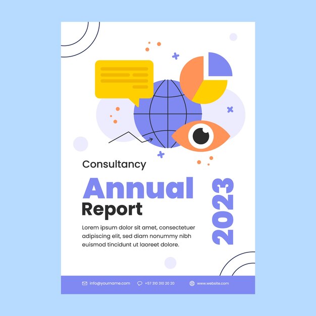 Informe anual de consultoría financiera de diseño plano.