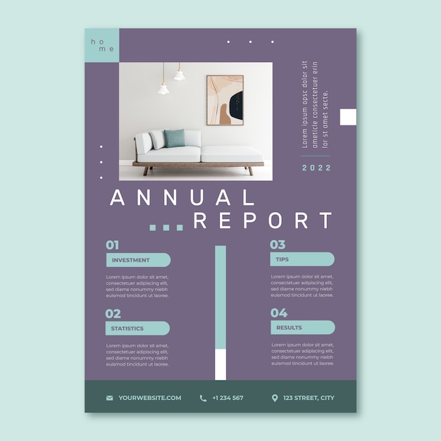 Informe anual de diseño interior mínimo de diseño plano