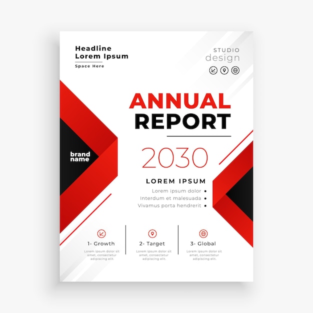 informe anual elegante folleto rojo para la presentación