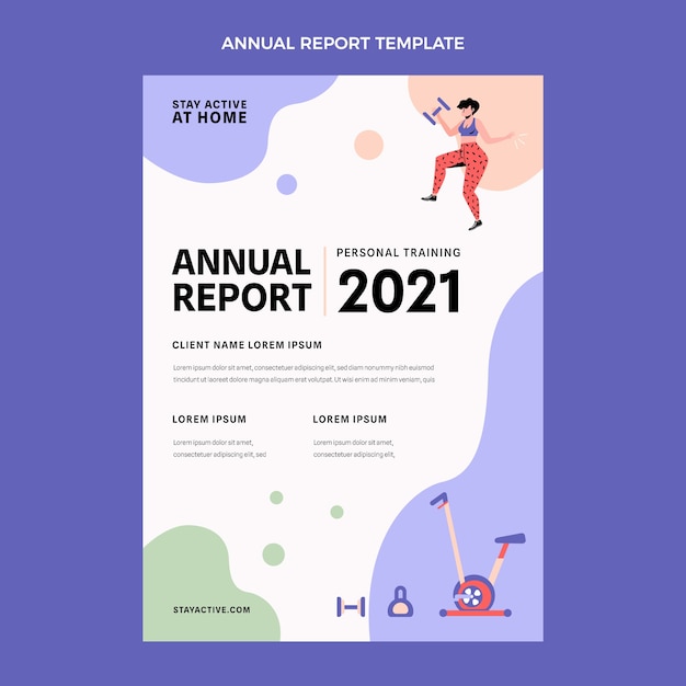 Informe anual de fitness abstracto de diseño plano
