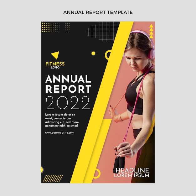 Informe anual de fitness en diseño plano