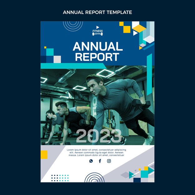 Informe anual de fitness geométrico de diseño plano
