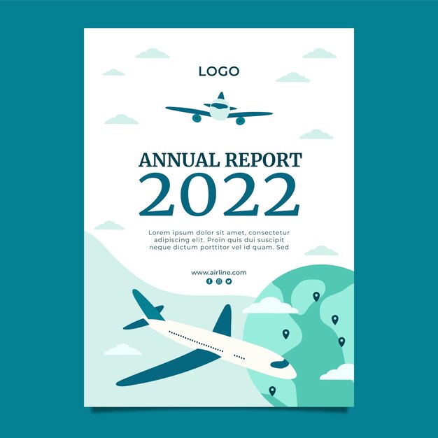 Informe anual de formas fluidas de aerolíneas dibujadas a mano