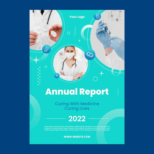 Informe anual de medicina estética de diseño plano.